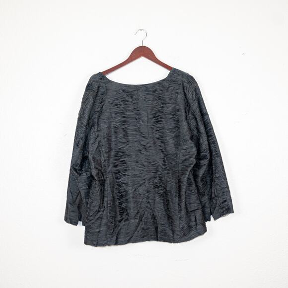 Eileen Fisher Ripple Bindu Textured Silk jacket top dark gray size XL - Picture 7 of 9